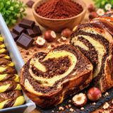 Pan brioche bicolore con crema di nocciole e nocciole: soffice, scenografico e irresistibile