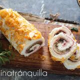 Rotolo salato con melanzane e chips di patatine fritte