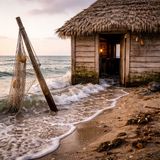 Net pole tilts seaward