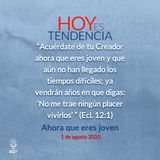Ahora que eres joven ~ Devocional de Jóvenes ~ 1 de agosto 2025