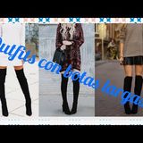 Outfits con botas negras largas #mujer