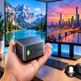 GMKtec G5S Mini PC due monitor 4K nel palmo di una mano