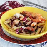 Pennette radicchio e gamberi