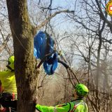 Precipita col parapendio e si incastra su un albero: 40enne miracolata