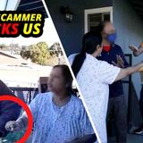 Scammer ATTACKS US When We Confront Him At His Front Door (COPS CALLED)