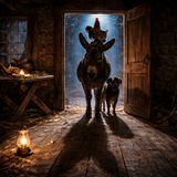 Four shadows in the doorway