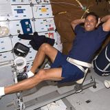 Practicing a space workout on Earth
