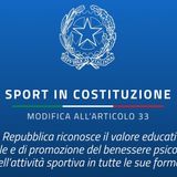 LO SPORT NELLA COSTITUZIONE ITALIANA, FINALMENTE!