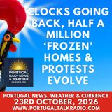 Clocks going back, half a million 'frozen' homes & protests evolve. Plus weather & currency