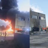 Fiamme alla Texicar, nube nera visibile a chilometri