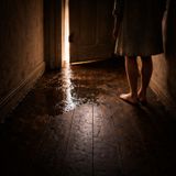 Wet floor near door