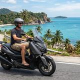 Who rides Yamaha XMAX 300 on Koh Samui?