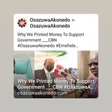 Why We Printed Money To Support Government ___CBN #OsazuwaAkonedo #Emefiele