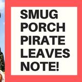 SMUG PORCH PIRATE LEAVES SMARMY THANK YOU NOTE