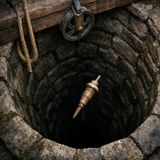 Spindle drops into well