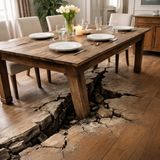 Floor splits under the table