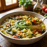 Minestrone di fine estate in pentola a pressione: tante verdure e pesto