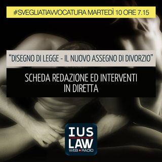 [DIVORZIO: UN DDL PER STABILIRE IL NUOVO ASSEGNO] - Martedì 10 ottobre 2017 #SvegliatiAvvocatura