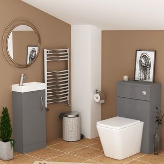 Cloakroom suite corner vanity unit