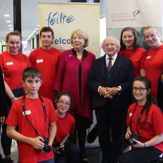 The President and Sabina Higgins with Young Voices