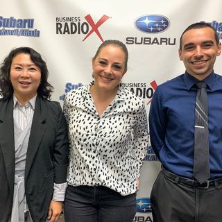 Michelle Kang with the Korean American Chamber of Commerce and Gabrielle Mills & David Lopez with Sourced.
