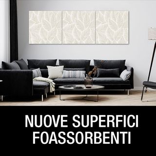 Nuove superfici fonoassorbenti effetto muro, cemento e stampe grafiche