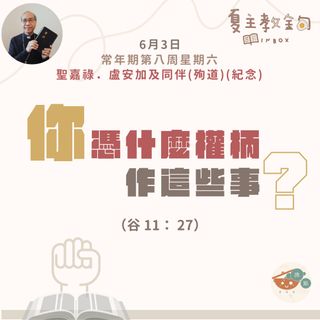 6月3日常年期第八周星期六【你憑什麼權柄作這些事？】（谷 11：27）