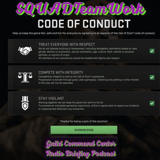 Code of Conduct Briefing ~ Episode 2 - SQUAD Team Work GUILD Command Center