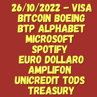 26/10/2022 - VISA  Bitcoin BOEING BTP ALPHABET MICROSOFT  SPOTIFY  Euro dollaro AMPLIFON  UNICREDIT TODS  Treasury
