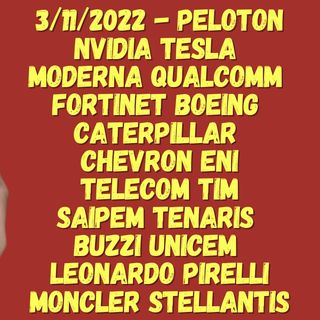 3/11/2022 - PELOTON  NVIDIA TESLA  MODERNA QUALCOMM  FORTINET BOEING  CATERPILLAR  CHEVRON ENI TELECOM TIM SAIPEM TENARIS  BUZZI UNICEM  LEO