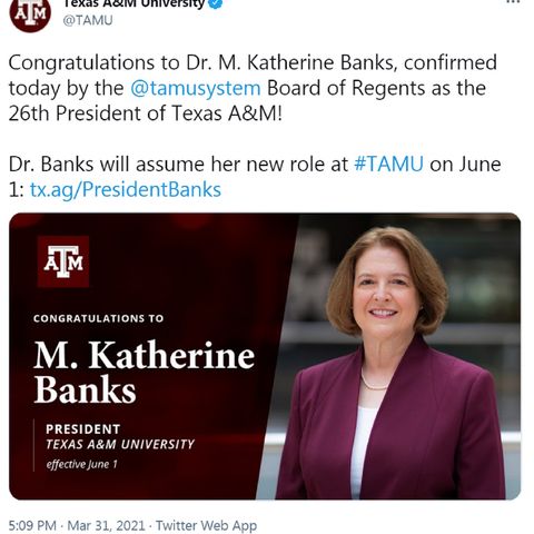 Texas A&M system board of regents formalizes appointment of Katherine Banks as Texas A&M's next president