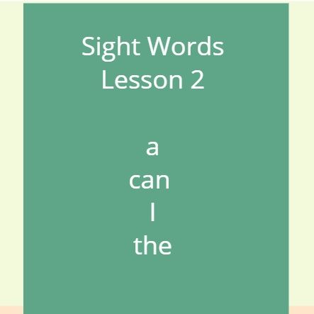 Sight Words Lesson 2