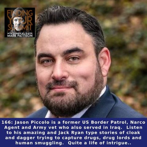 Jason Piccolo is a former US Border Patrol, Narco Agent and Army vet who also served in Iraq.  Listen to his amazing and Jack Ryan type stor