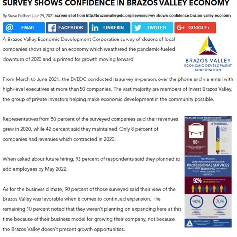 Brazos Valley EDC announces results of a pandemic survey of more than 50 local high level executives