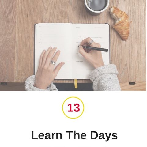 Lesson 13: Learn the days of the week