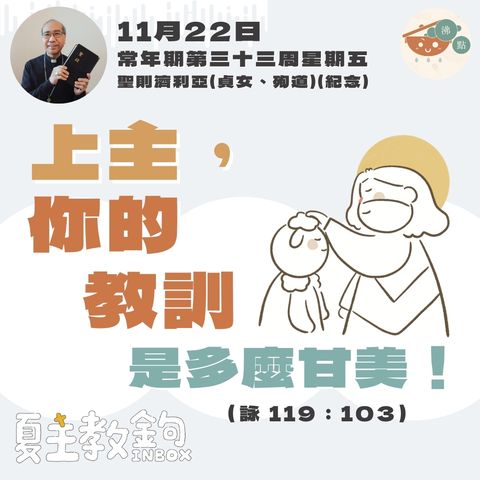 11月22日常年期第三十三周星期五【上主，你的教訓是多麼甘美！】 (詠 119：103）