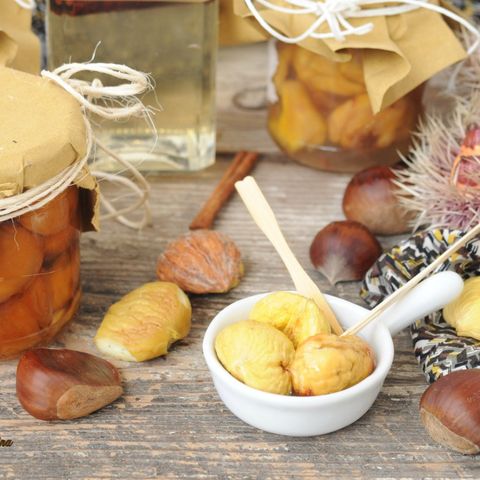 Castagne con sciroppo di grappa con limone e cannella