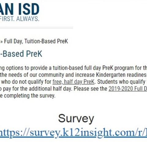 Bryan school district asking parents of future pre-K students about all day classes