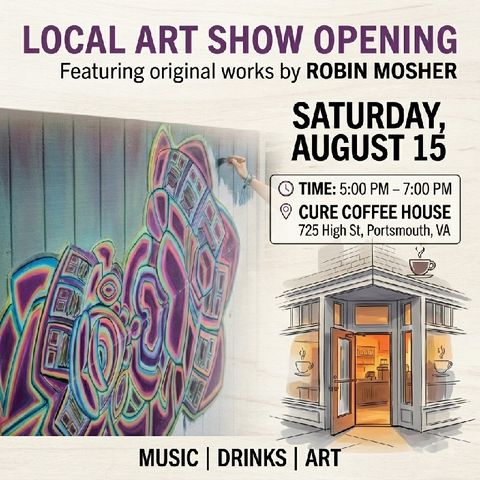 Cure Coffee House Portsmouth: Aug 15, 5-7 PM Art Opening