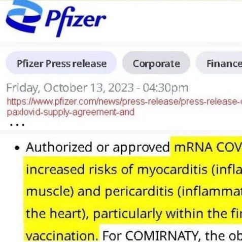 Communiqué de Pfizer sur les risques de myocardites et péricardites
