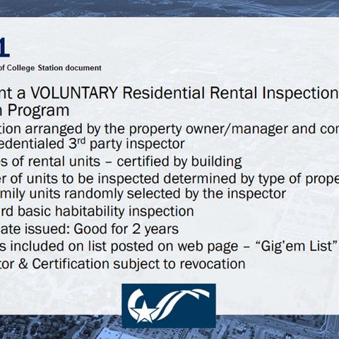 Proposed voluntary rental inspection ordinance in College Station is discussed by the city council before delaying a vote