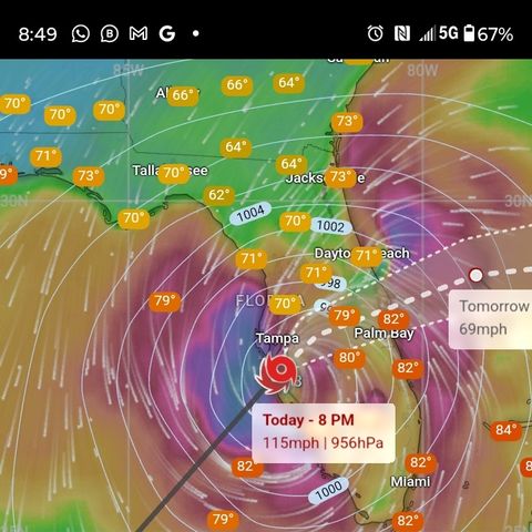 Hurricane 🌀 Milton 9:10pm EDT