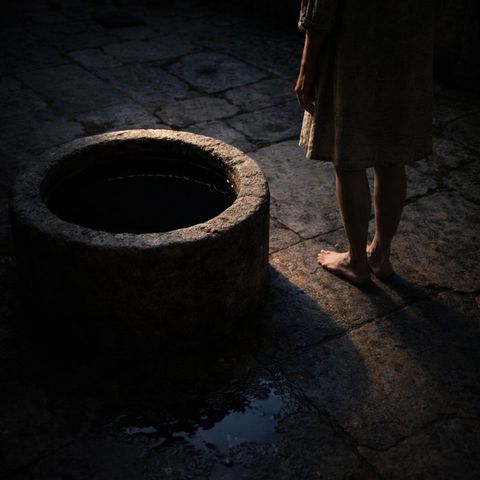 Stone basin in shade