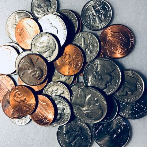 Copper Pennies And Silver Nickles