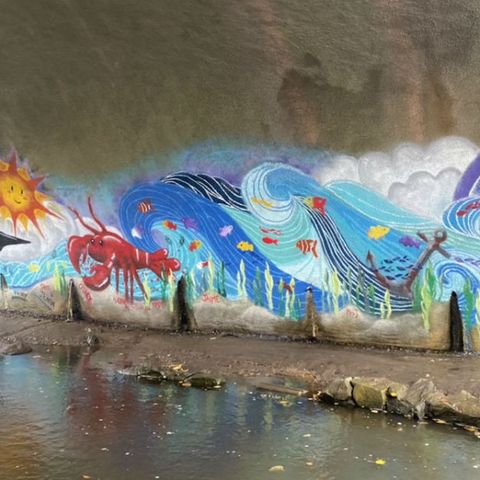Plymouth Students Create Colorful Mural Under Bridge