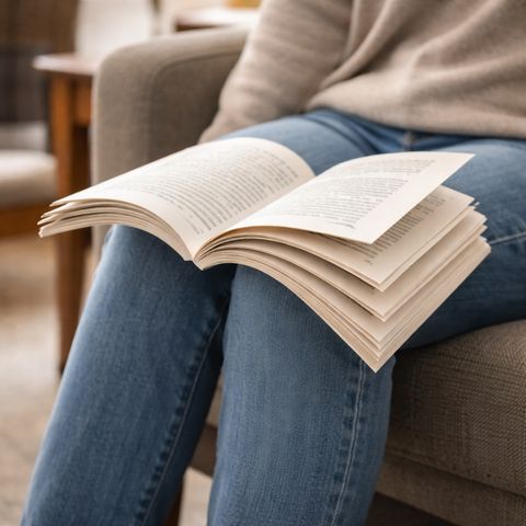 Book slides off lap