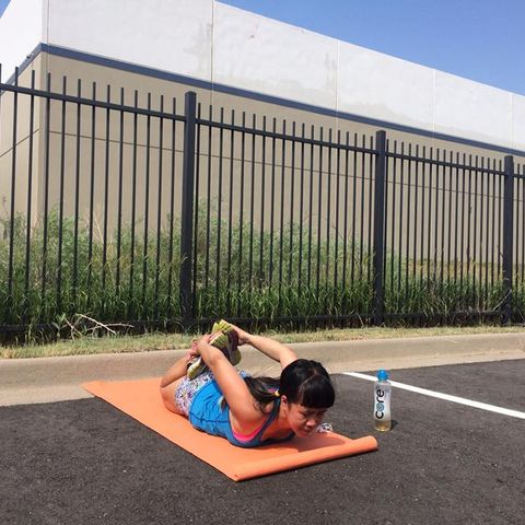 Yoga at the parking lot