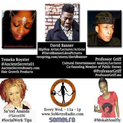 Midweek Mashup hosted by @MokahSoulFly Show 17 Apr 20 2016 - Guest include @DavidBanner Professor Griff & Tomeka Royster