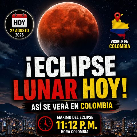 ¡Eclipse lunar HOY! 🌕🔴 Así se verá desde Colombia