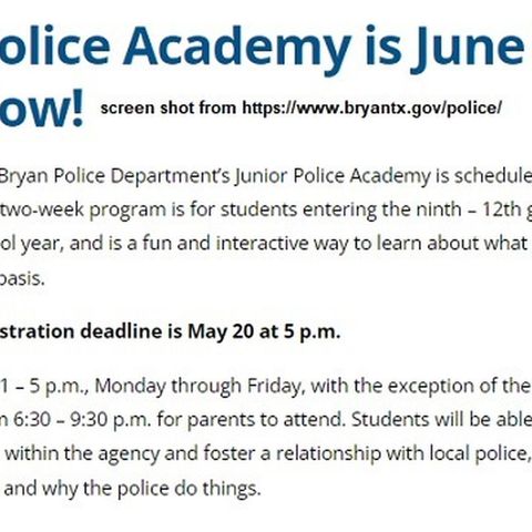Bryan police department bringing back its junior police academy